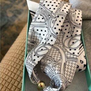 Elegant Black and White Patterned Scarf Necklace